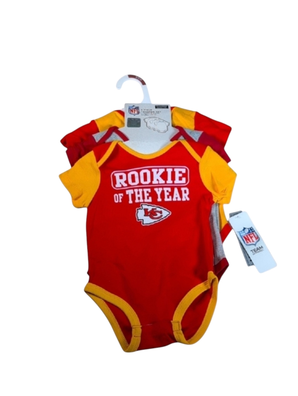 NFL Kansas City Chiefs Set of 3 Baby Creepers Onesies